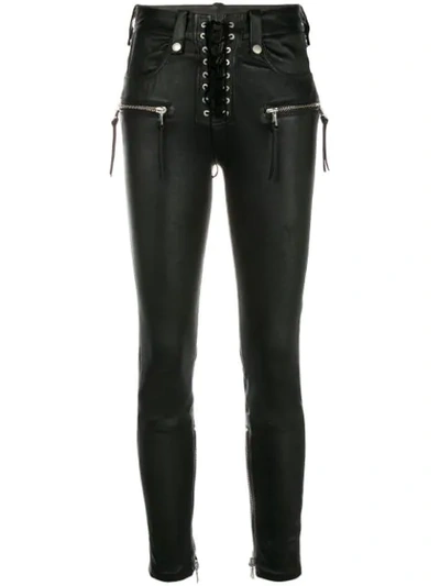 Shop Ben Taverniti Unravel Project Skinny Lace-up Jeans In Black