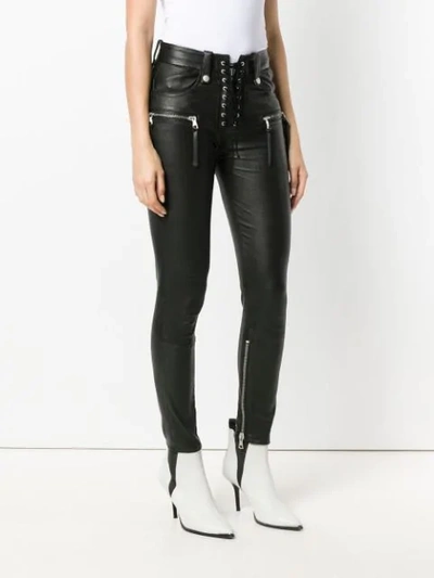 Shop Ben Taverniti Unravel Project Skinny Lace-up Jeans In Black