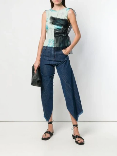 Shop Act N°1 Cropped Raw Edge Jeans In Blue