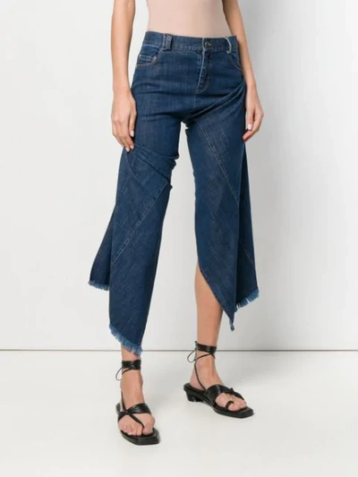 Shop Act N°1 Cropped Raw Edge Jeans In Blue