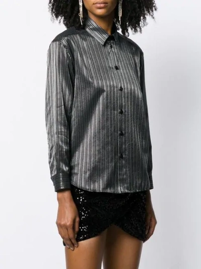 Shop Saint Laurent Striped Boxy Shirt In Black