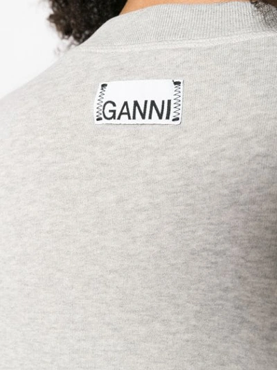 Shop Ganni Puff Sleeve Sweatshirt In Grey