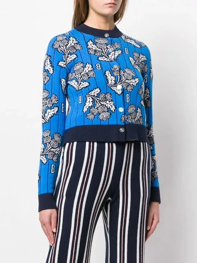 Shop Barrie Cashmere Intarsia Sweater In Blue