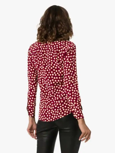 Shop Saint Laurent Polka Dot Print Shirt In Red