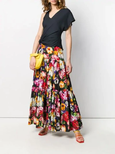 Shop Dolce & Gabbana Floral Print Skirt In Black