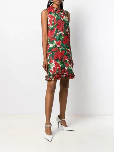 Shop Dolce & Gabbana Floral Print Shift Dress In Red