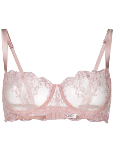 Shop Fleur Of England Antoinette Embroidered Balcony Bra In Pink