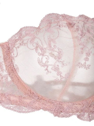 Shop Fleur Of England Antoinette Embroidered Balcony Bra In Pink