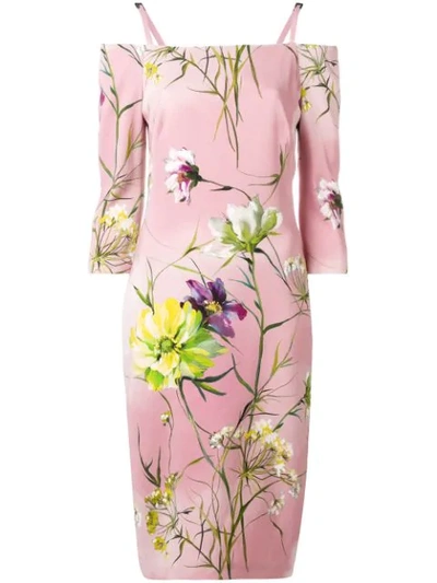 Shop Blumarine Floral Print Dress In Pink