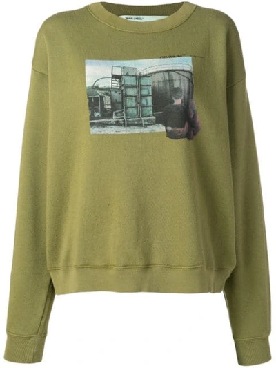 Shop Off-white Graphic Design Sweatshirt - Green