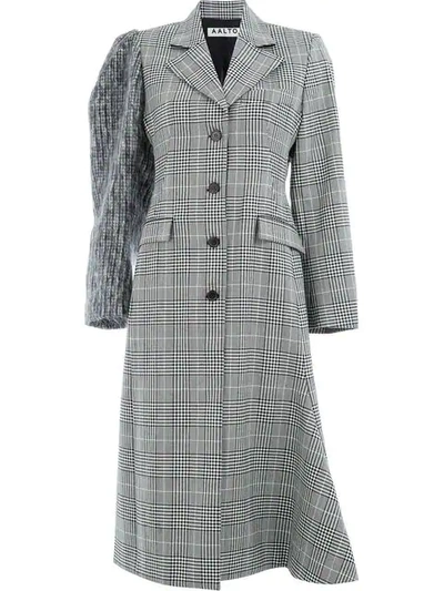 Shop Aalto Checked Single-breasted Coat In Black