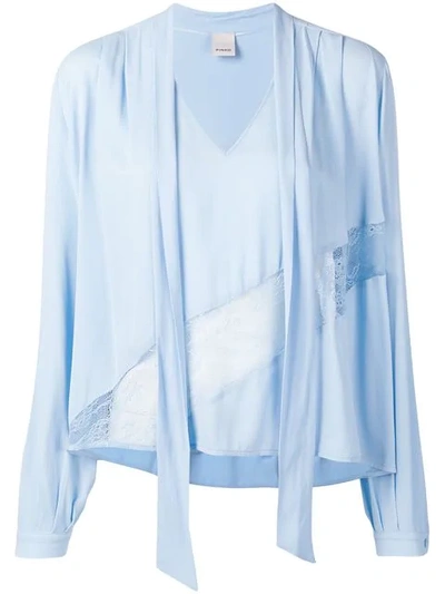 Shop Pinko Lace Detail Blouse In Blue
