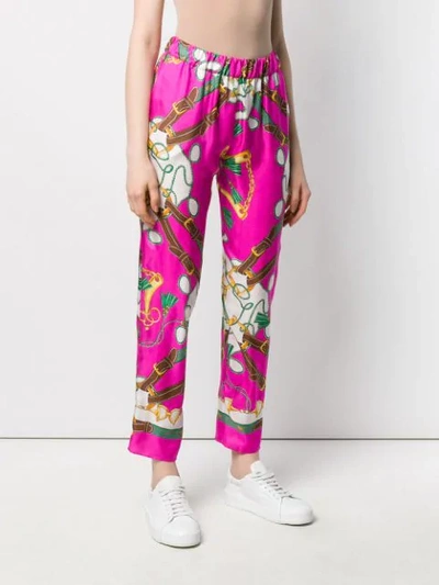Shop P.a.r.o.s.h Printed Tapered Trousers In Pink