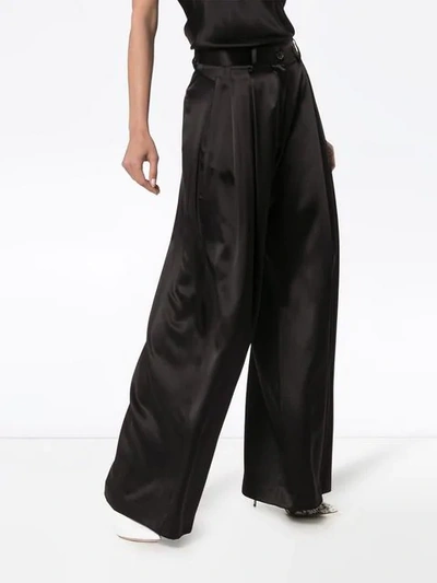 NILI LOTAN PLEATED WIDE LEG TROUSERS - 黑色