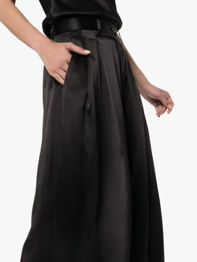 Shop Nili Lotan Pleated Wide Leg Trousers In Black