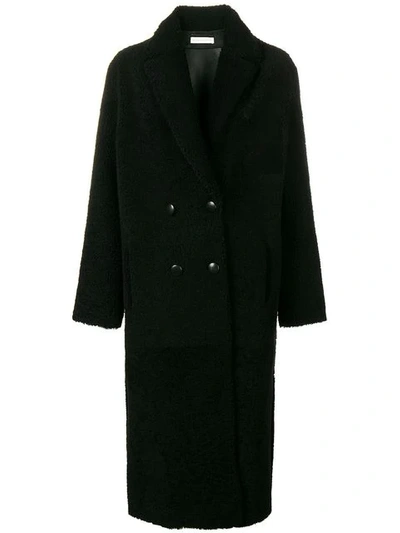 Shop Inès & Maréchal Double Breasted Shearling Coat - Black