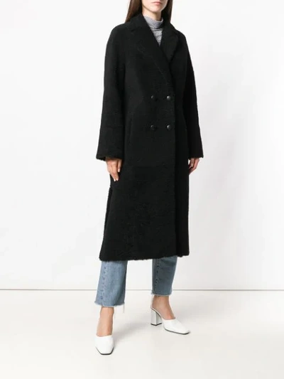 Shop Inès & Maréchal Double Breasted Shearling Coat - Black