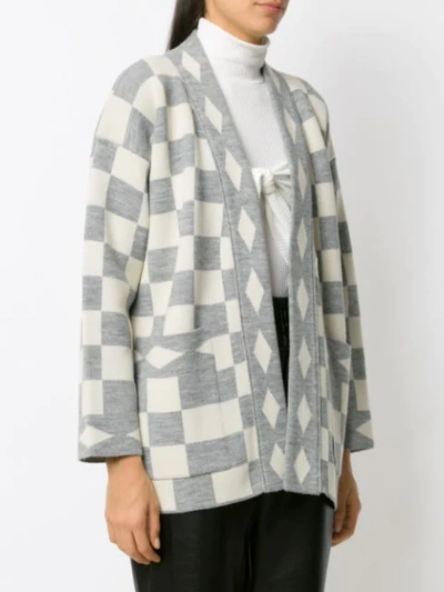 Shop Framed Checkmate Knit Cardigan In Grey