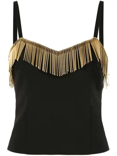 Shop Moschino Needle Embellished Top In Black