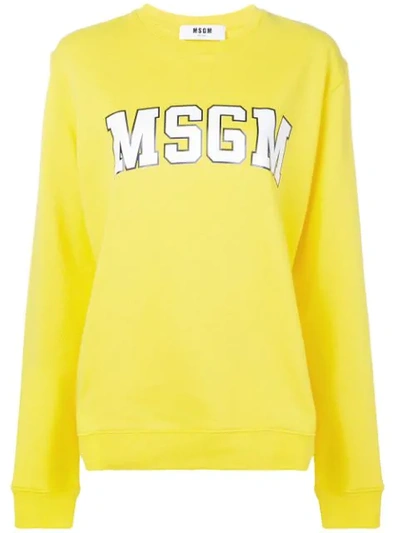 Shop Msgm Logo-print Sweatshirt In Yellow