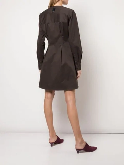 Shop Tibi Dominic Twill Shirt Dress In Brown