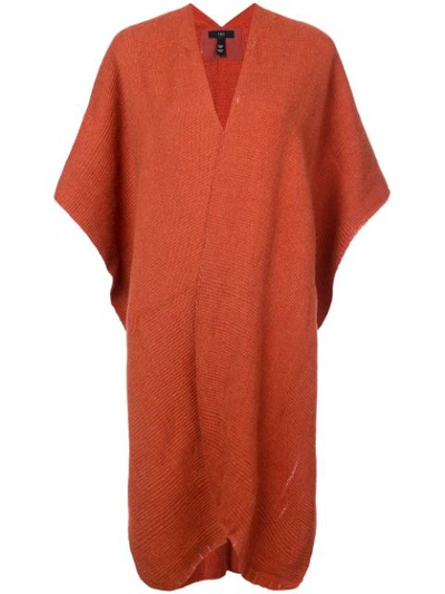 Shop Voz Hand-woven Poncho In Orange