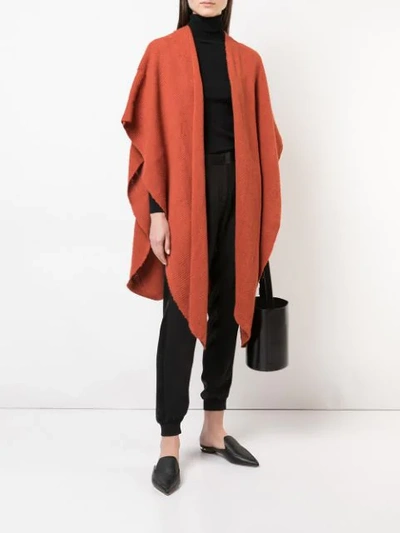 Shop Voz Hand-woven Poncho In Orange