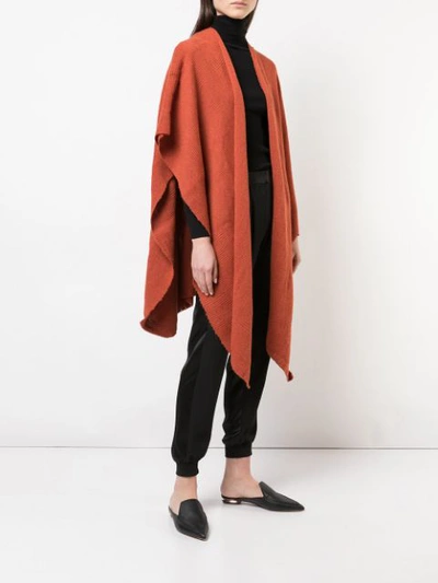 Shop Voz Hand-woven Poncho In Orange