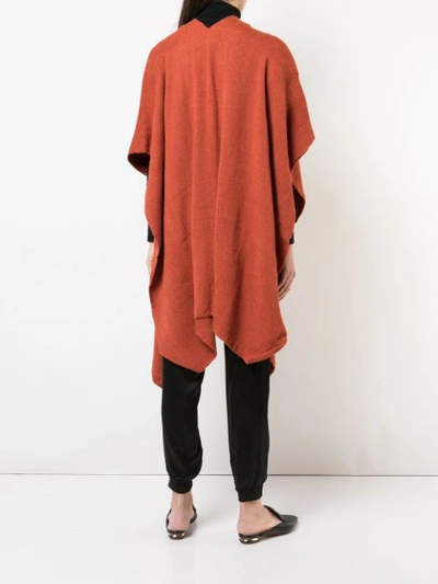 Shop Voz Hand-woven Poncho In Orange