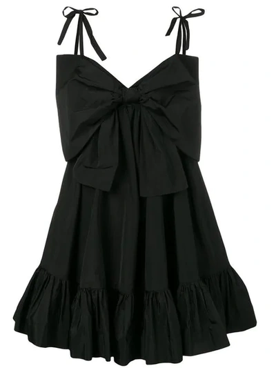 Shop Msgm Oversized Bow Dress In Black