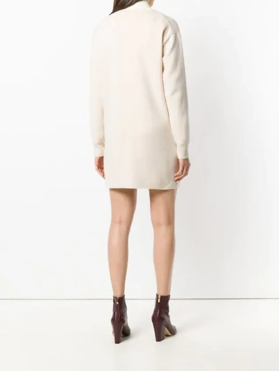 Shop Chloé V-neck Sweater Dress In Neutrals