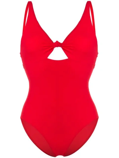 Shop Tory Burch Knot Detail Swimsuit In Red