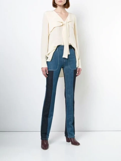 Shop Chloé Panelled Boot-cut Jeans In Blue