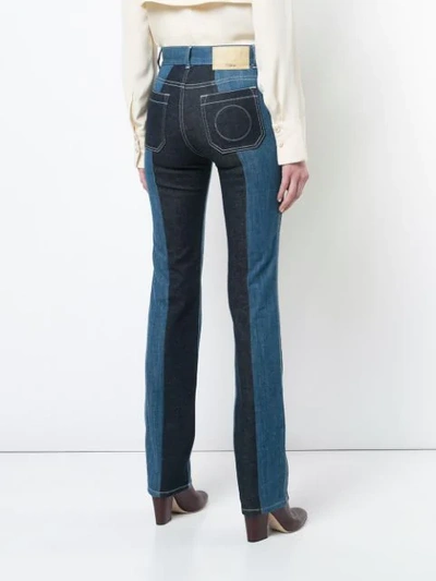 Shop Chloé Panelled Boot-cut Jeans In Blue