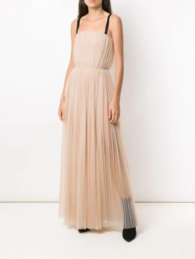 Shop À La Garçonne Long Tulle Dress In Neutrals