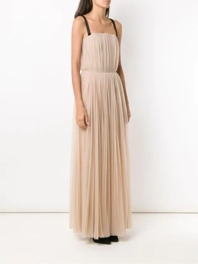 Shop À La Garçonne Long Tulle Dress In Neutrals