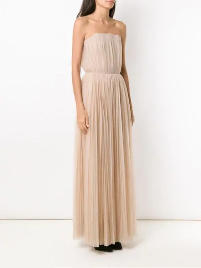 Shop À La Garçonne Long Tulle Dress In Neutrals