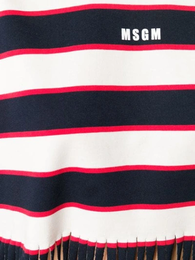Shop Msgm Striped Fringed T-shirt In Black