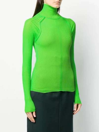 Shop Acne Studios Ribbed Polo Neck Sweater In Green