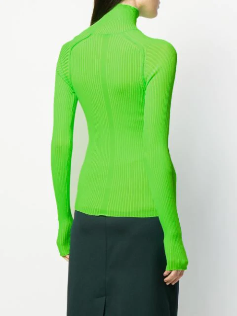 Acne Studios Komina Neon Ribbed-knit Turtleneck Sweater In Lime Green ...