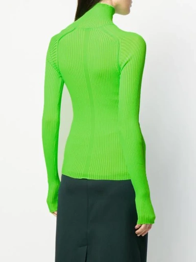 Shop Acne Studios Ribbed Polo Neck Sweater In Green