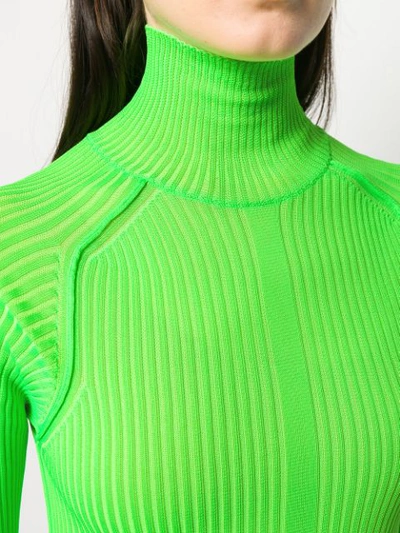 Shop Acne Studios Ribbed Polo Neck Sweater In Green