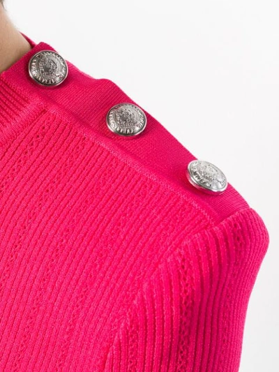Shop Balmain Embellished Sweater In Pink