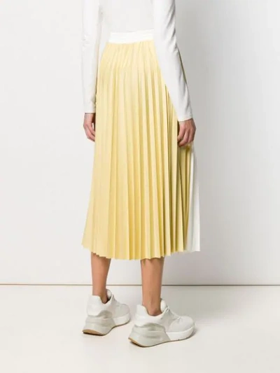Shop Moncler Contrast Panel Pleated Skirt In Yellow