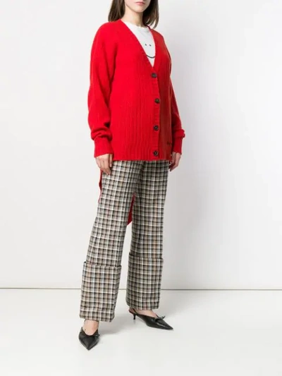 Shop Miu Miu Back Slit Cardigan In Red