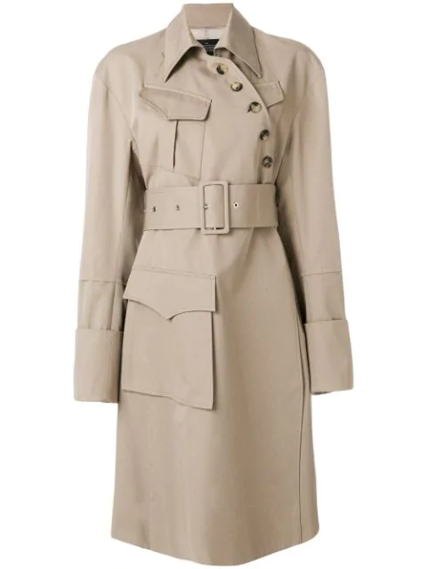 Rokh Asymmetric Belted Trench Coat In 72 Camel | ModeSens