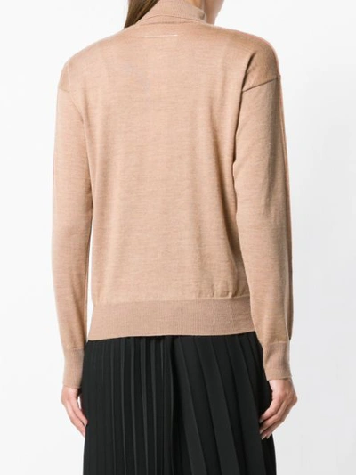 Shop Mm6 Maison Margiela Roll Neck Jumper - Brown