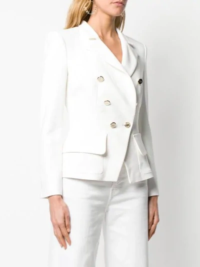Shop Elisabetta Franchi Double Breasted Blazer In White