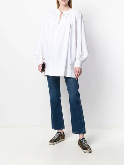 Shop Golden Goose Oversized Peasant Top In White