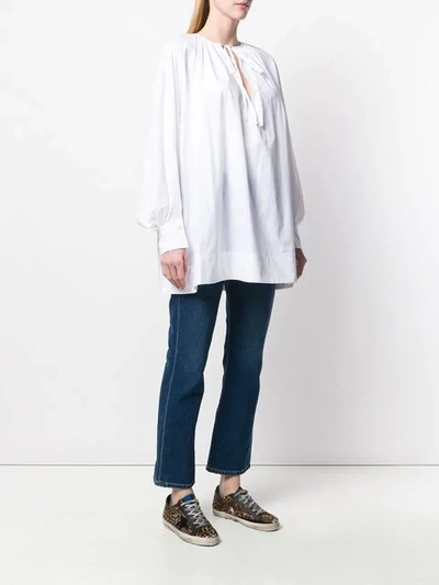 Shop Golden Goose Oversized Peasant Top In White